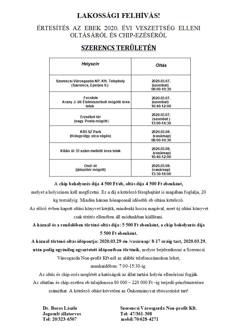 Eboltás 2020 Szerencs