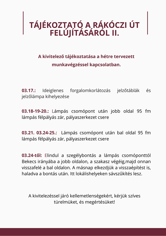 Rákóczi út felújítás .